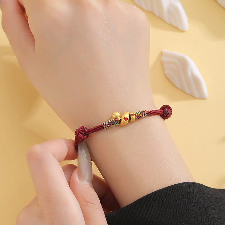 Buddha Stones, rote Schnur, Kupferlegierung, Liebesjahr der Schlange, Schutz, geflochtenes Armband