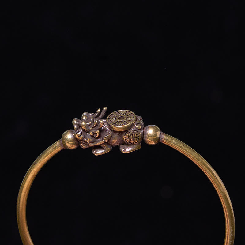 Buddha Stones Pi Xiu Durchführung Kompass Fu Charakter Kupfer Messing Glück Reichtum Armband Armreif