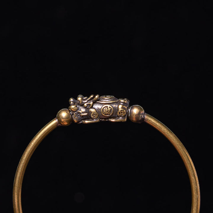 Buddha Stones Pi Xiu Durchführung Kompass Fu Charakter Kupfer Messing Glück Reichtum Armband Armreif