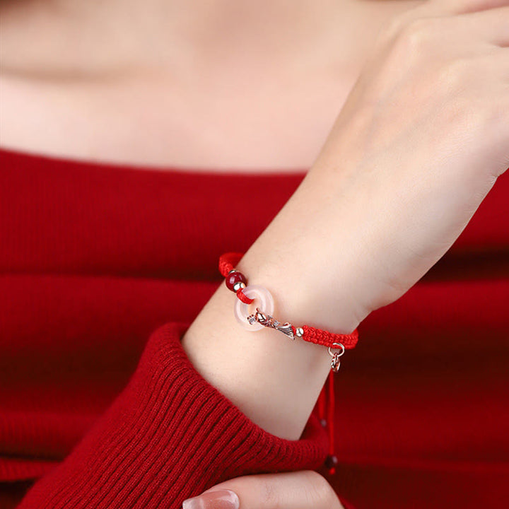 Buddha Stones , handgefertigt, Chalcedon, Peace-Schnalle, Koi-Fisch, 925er Sterlingsilber, geflochtene Schnur, positives Paar-Armband - image 10