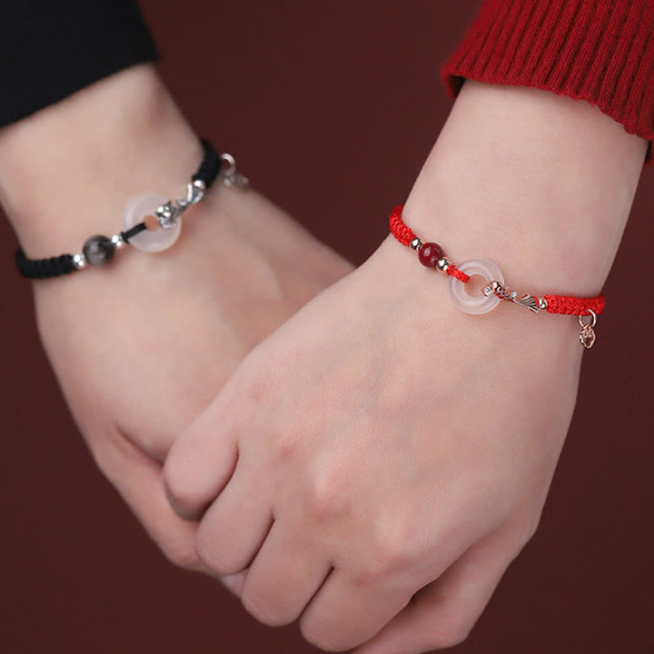 Buddha Stones , handgefertigt, Chalcedon, Peace-Schnalle, Koi-Fisch, 925er Sterlingsilber, geflochtene Schnur, positives Paar-Armband - image 14
