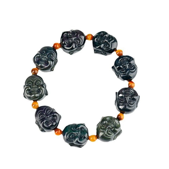 Buddha Stones Regenbogen-Obsidian Lachender Buddha Positive Transformation Armband