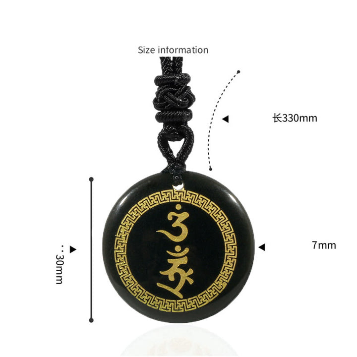 Buddha Stones, die das Hakenkreuz-Muster umgeben, Vajra-Schutz-Mantra, natürlicher, verschiedener Kristall, schwarzer Obsidian, Erfüllungs-Halskettenanhänger