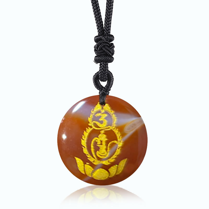 Buddha Stones , Kürbis, Lotus-Sockel, Muster, Vajra, Schutz, Mantra, natürlicher, verschiedener Kristall, schwarzer Obsidian, Erfüllung, Halskettenanhänger - Roter Achat - image 13