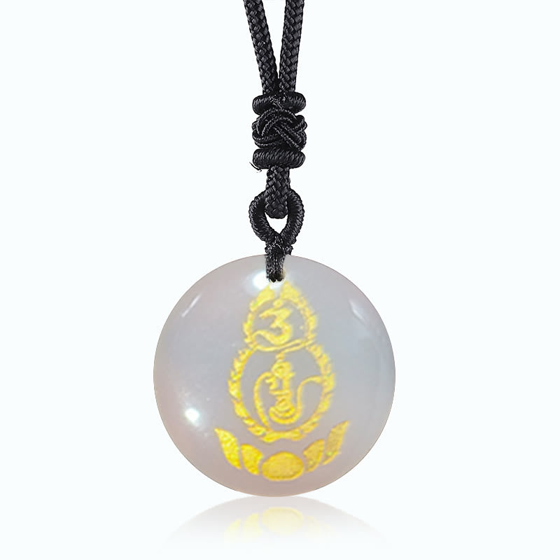 Buddha Stones , Kürbis, Lotus-Sockel, Muster, Vajra, Schutz, Mantra, natürlicher, verschiedener Kristall, schwarzer Obsidian, Erfüllung, Halskettenanhänger - Weißer Kristall - image 9