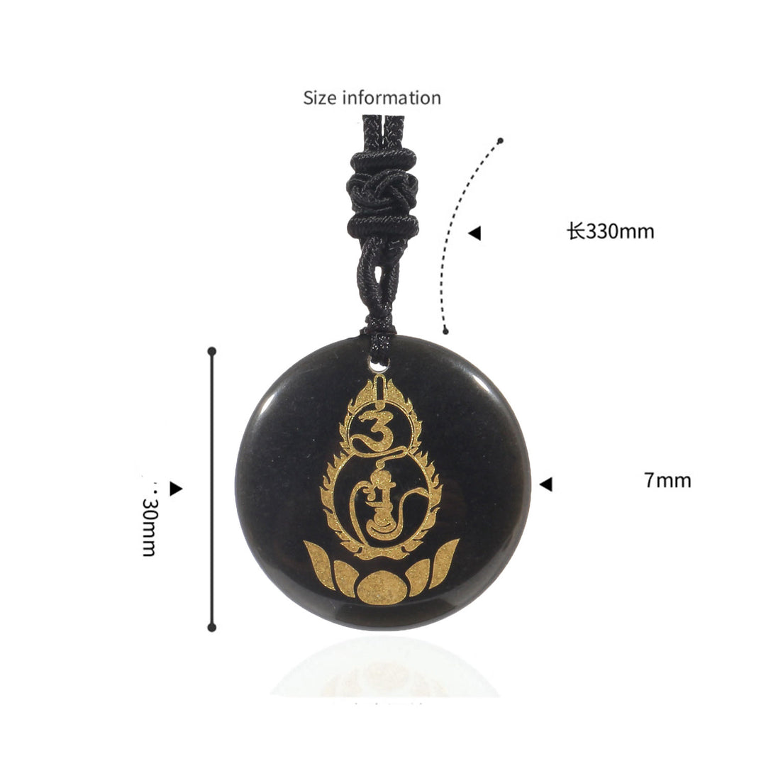 Buddha Stones , Kürbis, Lotus-Sockel, Muster, Vajra, Schutz, Mantra, natürlicher, verschiedener Kristall, schwarzer Obsidian, Erfüllung, Halskettenanhänger - image 2