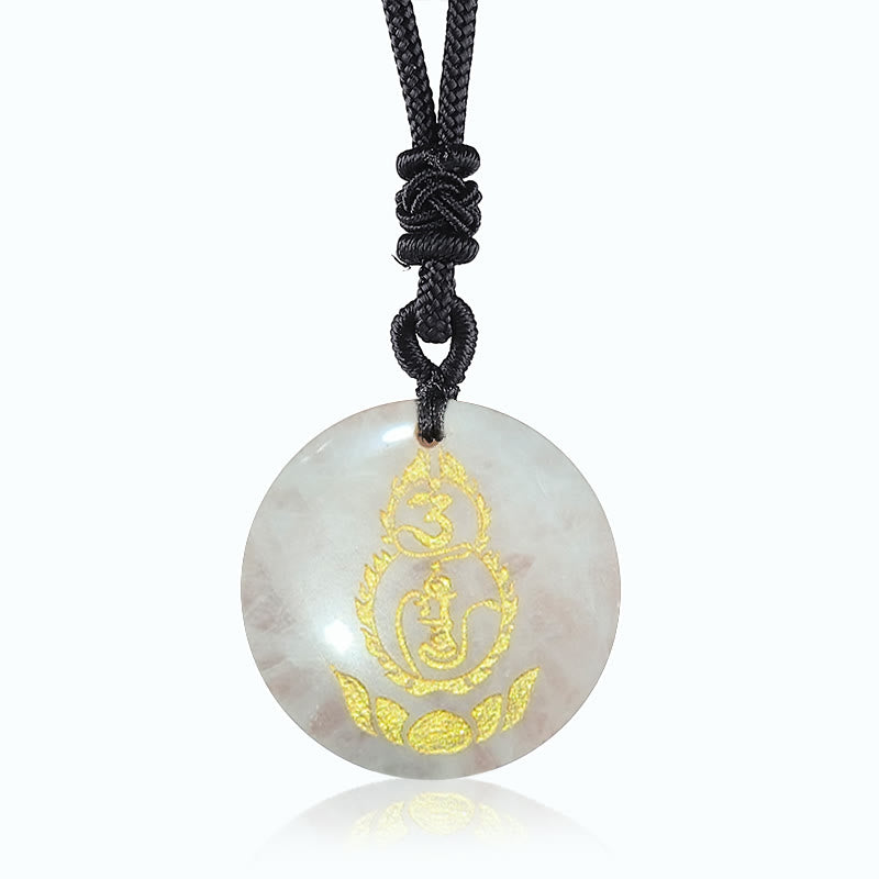 Buddha Stones , Kürbis, Lotus-Sockel, Muster, Vajra, Schutz, Mantra, natürlicher, verschiedener Kristall, schwarzer Obsidian, Erfüllung, Halskettenanhänger - Weißer Achat - image 7