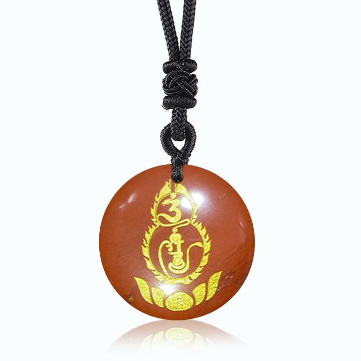 Buddha Stones , Kürbis, Lotus-Sockel, Muster, Vajra, Schutz, Mantra, natürlicher, verschiedener Kristall, schwarzer Obsidian, Erfüllung, Halskettenanhänger - Roter Stein - image 11