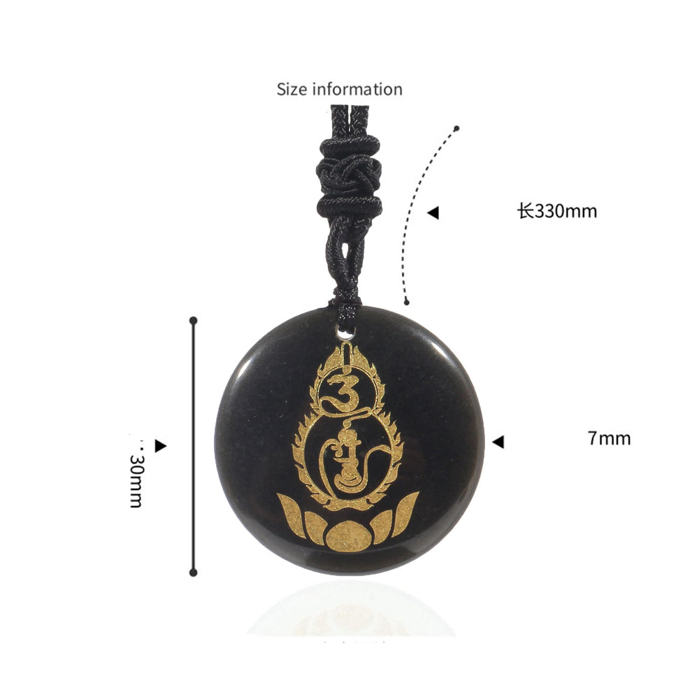 Buddha Stones , Kürbis, Lotus-Sockel, Muster, Vajra, Schutz, Mantra, natürlicher, verschiedener Kristall, schwarzer Obsidian, Erfüllung, Halskettenanhänger - image 1