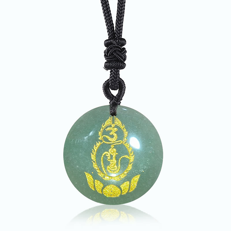 Buddha Stones , Kürbis, Lotus-Sockel, Muster, Vajra, Schutz, Mantra, natürlicher, verschiedener Kristall, schwarzer Obsidian, Erfüllung, Halskettenanhänger - Grüner Aventurin - image 5