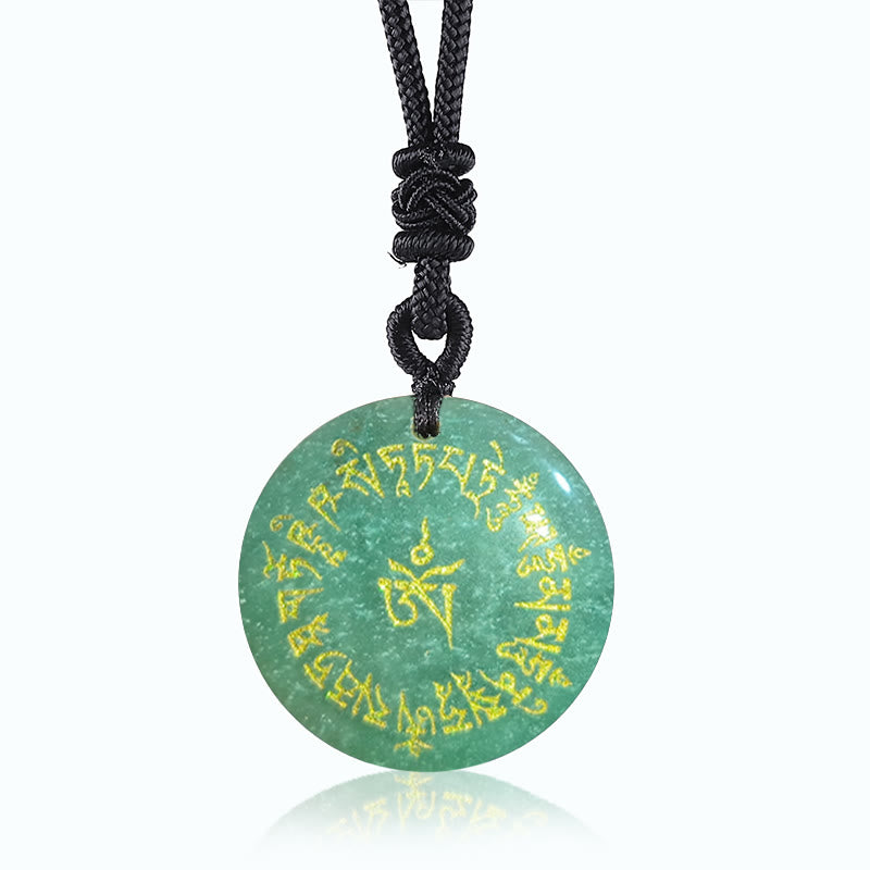 Buddha Stones ​​Glücksbringer-Mantra Natürlicher, Verschiedener Kristall Schwarzer Obsidian Erfüllung Halskette Anhänger - Grüner Aventurin - image 3