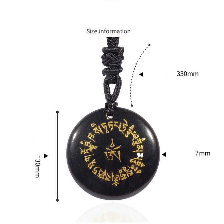Buddha Stones ​​Glücksbringer-Mantra Natürlicher, Verschiedener Kristall Schwarzer Obsidian Erfüllung Halskette Anhänger - image 1