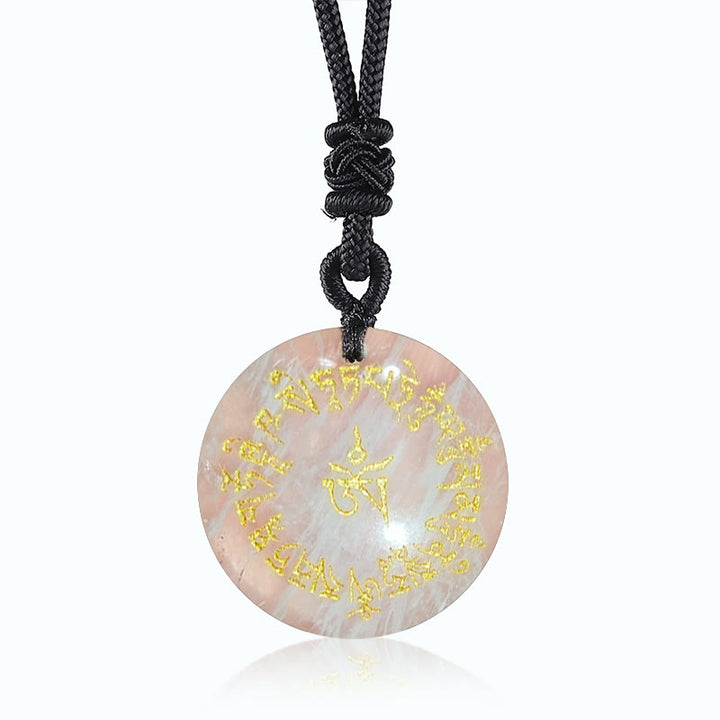Buddha Stones ​​Glücksbringer-Mantra Natürlicher, Verschiedener Kristall Schwarzer Obsidian Erfüllung Halskette Anhänger - Weißer Achat - image 5