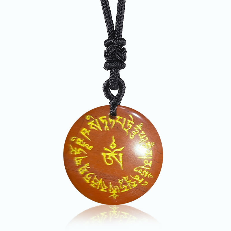 Buddha Stones ​​Glücksbringer-Mantra Natürlicher, Verschiedener Kristall Schwarzer Obsidian Erfüllung Halskette Anhänger - Roter Stein - image 9