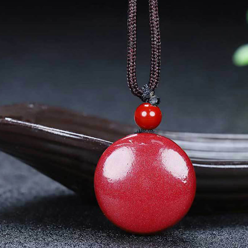 Buddha Stones, natürlicher Zinnober, Yin-Yang-Design, geflochtene Schnur, Segens-Halskettenanhänger - image 2