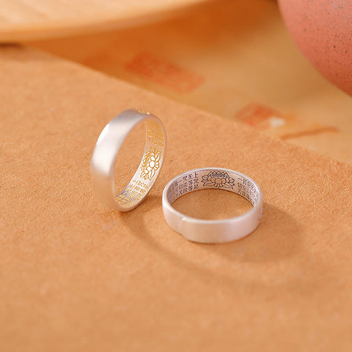 Buddha Stones 999 Sterling Silber Lotus Sechs Wahre Worte 'om Mani Padme Hum' Verstellbarer Erleuchtungsring - image 3