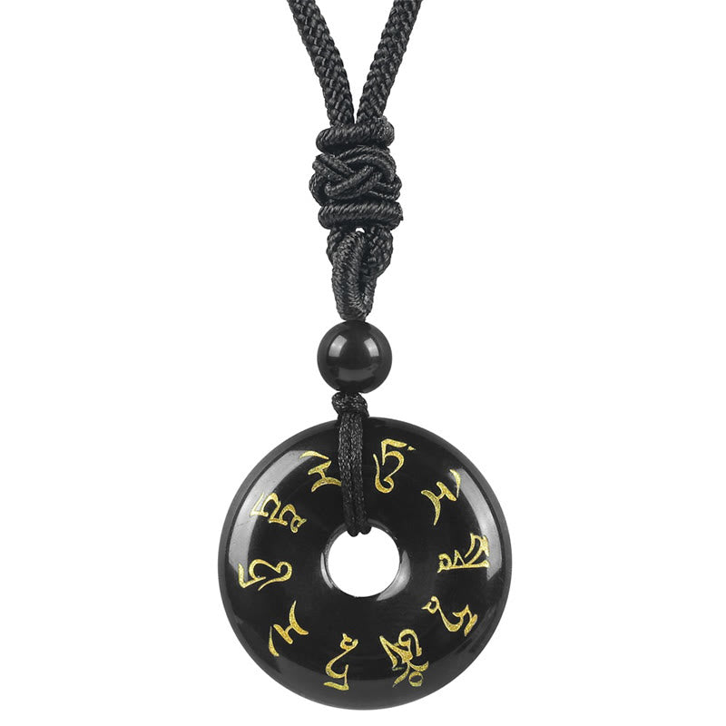 Buddha Stones, grüne Tara, Mantra, natürlicher, verschiedener Kristall, schwarzer Obsidian, Erfüllungs-Halskettenanhänger - Schwarzer Obsidian - image 1