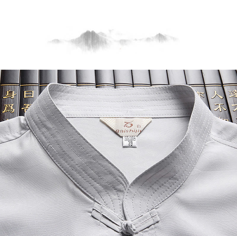 Buddha Stones, Chinesisches Neujahr, bestickter Drache, Froschknopf, Tang-Anzug, Hanfu, traditionelle Uniform, langärmeliges Oberteil und Hose, Kleidung für Herren - image 7