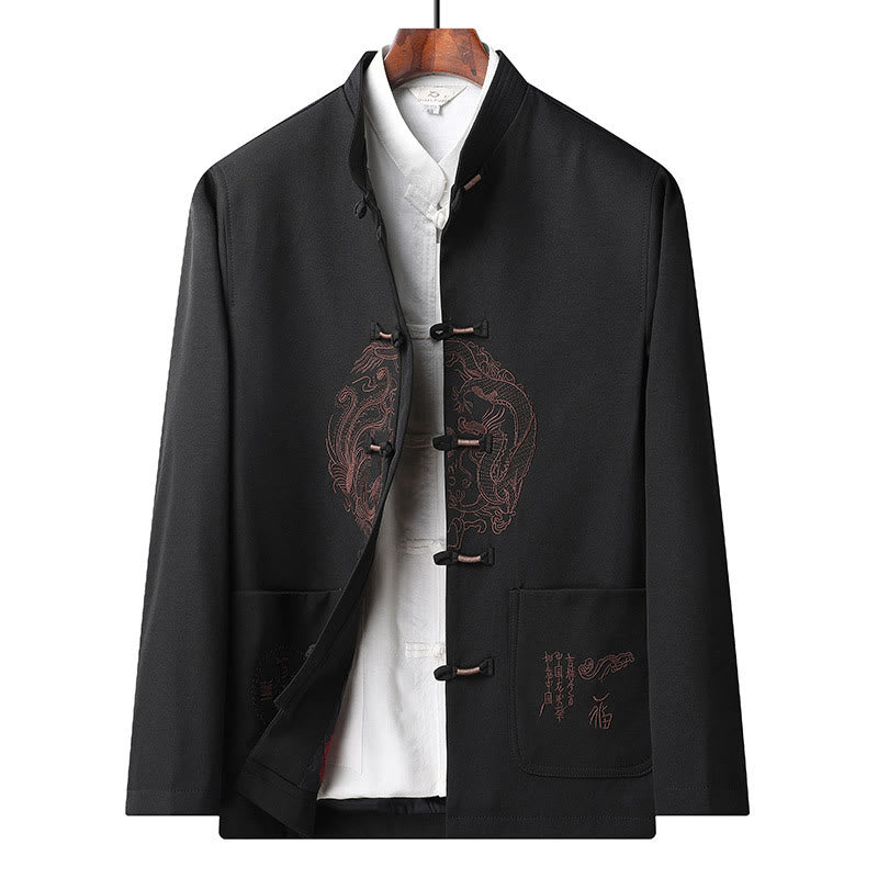 Buddha Stones, bestickter Tang-Anzug mit chinesischem Neujahrsmotiv, Hanfu, traditionelle Uniform, langärmeliges Oberteil und Hose, Kleidung für Herren - Asphaltdeck - US/ UK/AU46, EU56 (5XL) - image 17