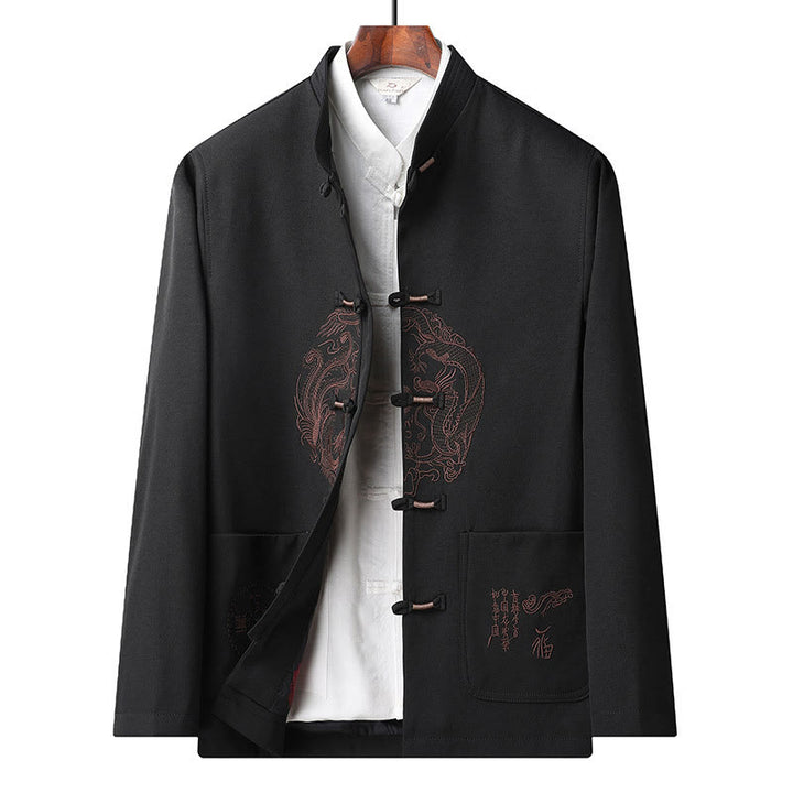Buddha Stones, bestickter Tang-Anzug mit chinesischem Neujahrsmotiv, Hanfu, traditionelle Uniform, langärmeliges Oberteil und Hose, Kleidung für Herren - Asphaltdeck - US/ UK/AU46, EU56 (5XL) - image 17