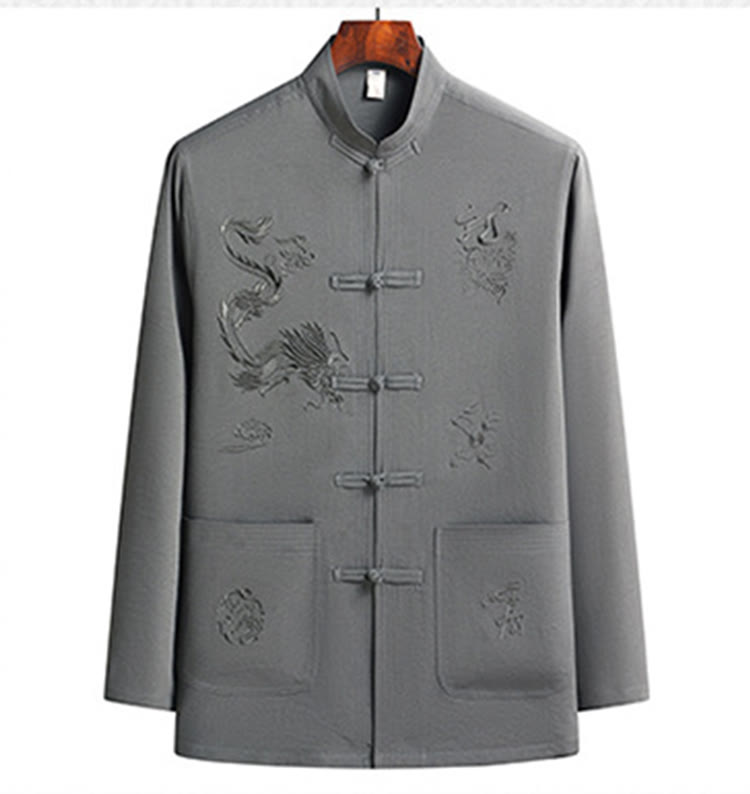 Buddha Stones, chinesisches Neujahr, bestickter Drache, Froschknopf, Tang-Anzug, Hanfu, langärmeliges Oberteil und Hose, Kleidung für Herren - image 16