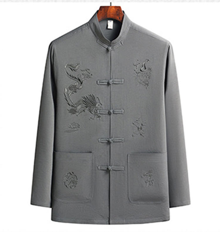 Buddha Stones, chinesisches Neujahr, bestickter Drache, Froschknopf, Tang-Anzug, Hanfu, langärmeliges Oberteil und Hose, Kleidung für Herren - image 16