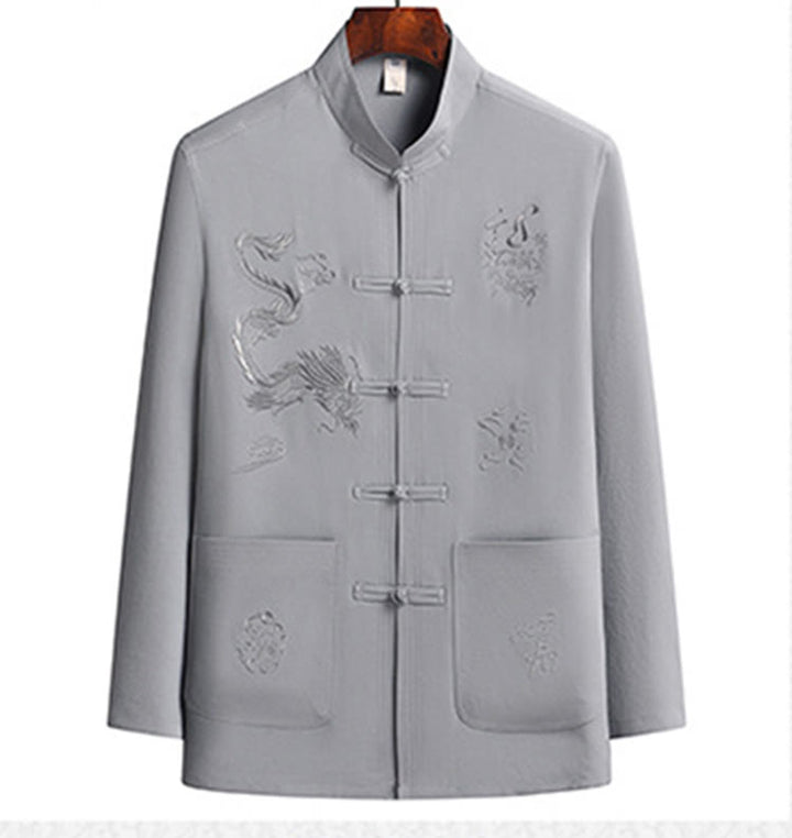 Buddha Stones, chinesisches Neujahr, bestickter Drache, Froschknopf, Tang-Anzug, Hanfu, langärmeliges Oberteil und Hose, Kleidung für Herren - image 11