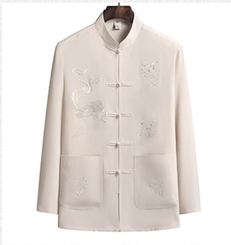 Buddha Stones, chinesisches Neujahr, bestickter Drache, Froschknopf, Tang-Anzug, Hanfu, langärmeliges Oberteil und Hose, Kleidung für Herren - image 18