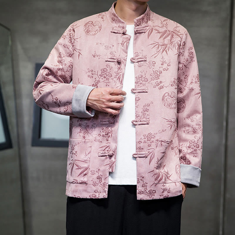 Buddha Stones, chinesische Neujahrskleidung, Blumen, Bambus, einfarbige Manschettenknöpfe, Tang-Anzug, Baumwolle, Herrenjacke, Hemd mit Taschen - image 42
