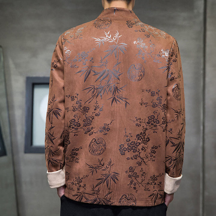 Buddha Stones, chinesische Neujahrskleidung, Blumen, Bambus, einfarbige Manschettenknöpfe, Tang-Anzug, Baumwolle, Herrenjacke, Hemd mit Taschen - image 14