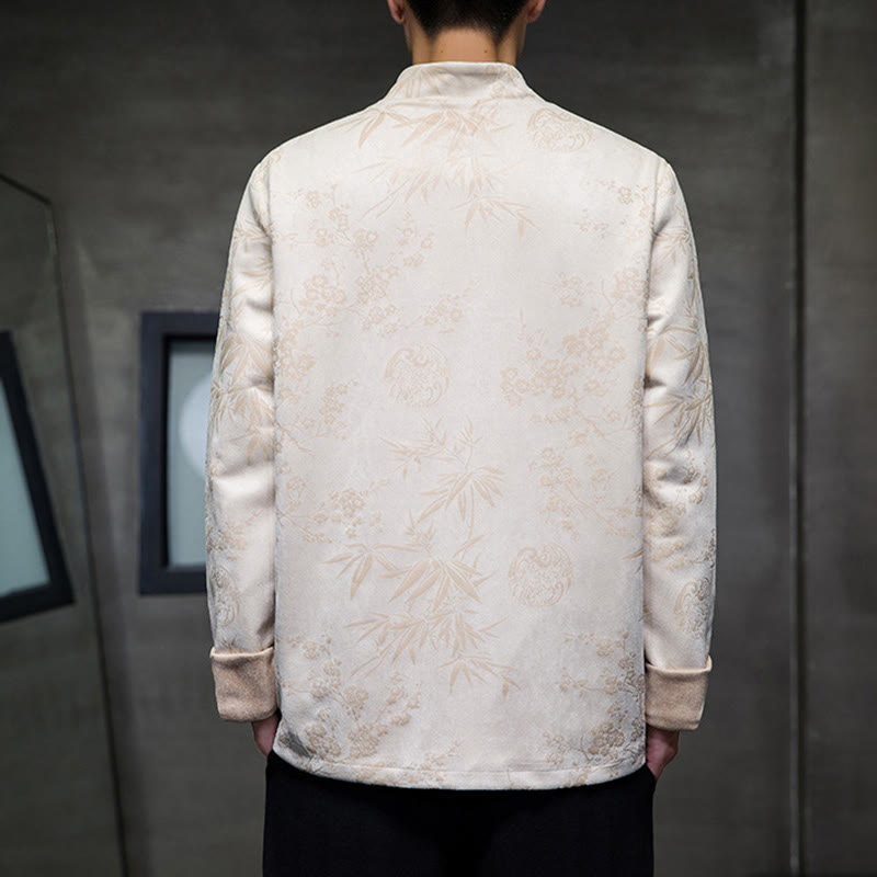 Buddha Stones, chinesische Neujahrskleidung, Blumen, Bambus, einfarbige Manschettenknöpfe, Tang-Anzug, Baumwolle, Herrenjacke, Hemd mit Taschen - image 47