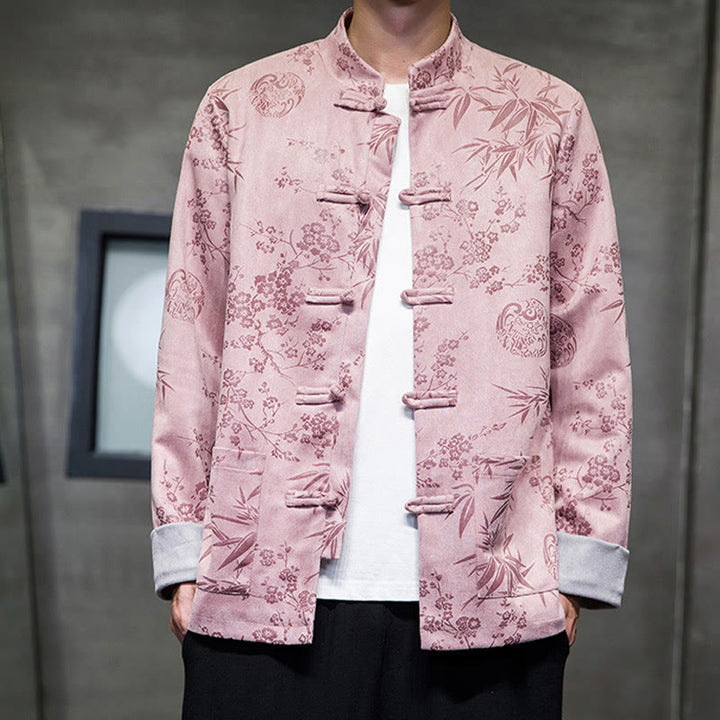 Buddha Stones, chinesische Neujahrskleidung, Blumen, Bambus, einfarbige Manschettenknöpfe, Tang-Anzug, Baumwolle, Herrenjacke, Hemd mit Taschen - image 36