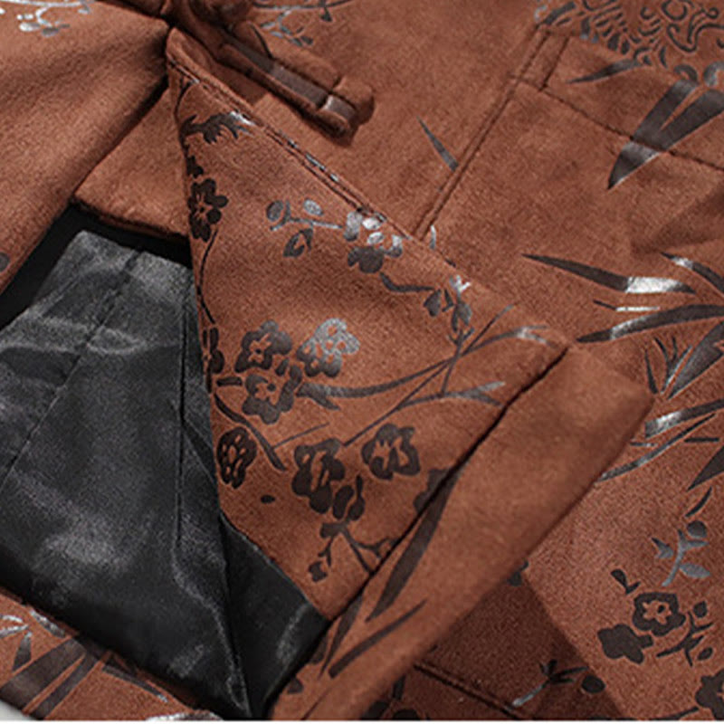 Buddha Stones, chinesische Neujahrskleidung, Blumen, Bambus, einfarbige Manschettenknöpfe, Tang-Anzug, Baumwolle, Herrenjacke, Hemd mit Taschen - image 21