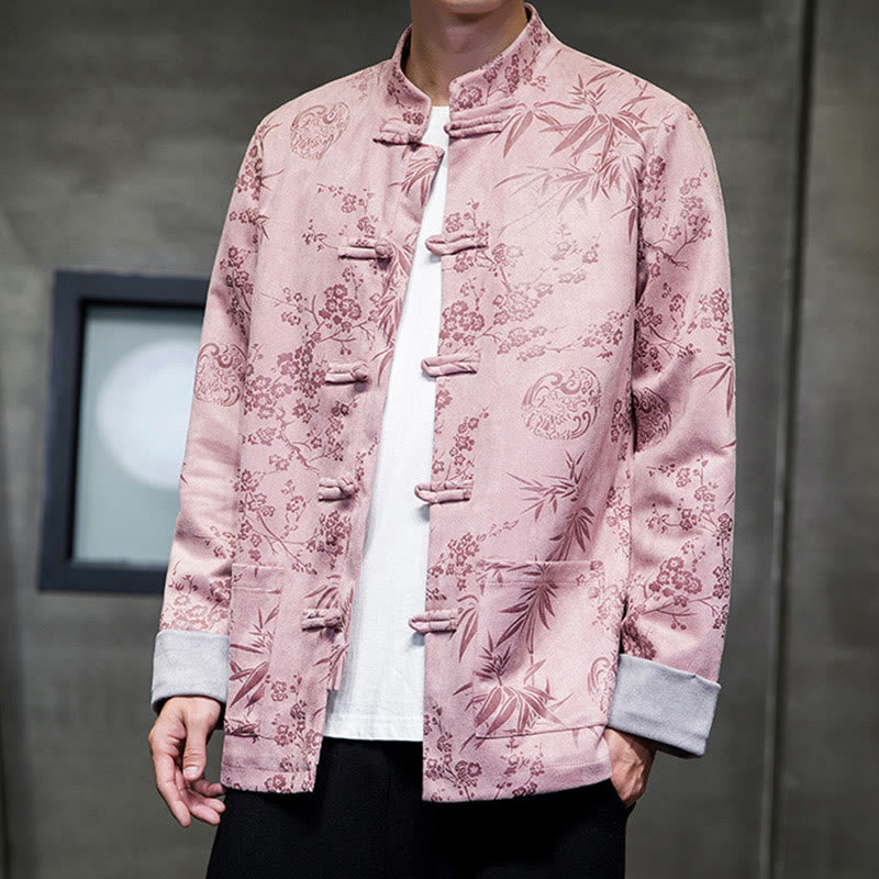Buddha Stones, chinesische Neujahrskleidung, Blumen, Bambus, einfarbige Manschettenknöpfe, Tang-Anzug, Baumwolle, Herrenjacke, Hemd mit Taschen - image 40