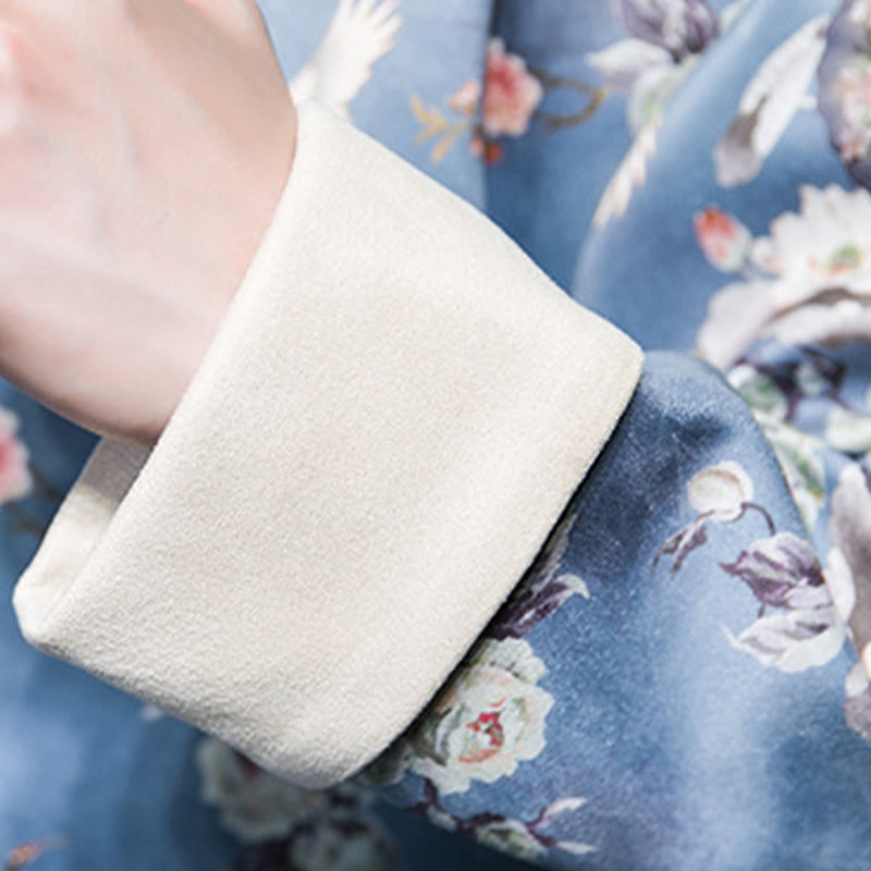 Buddha Stones, chinesische Neujahrskleidung, Blumen, Fächer, Vögel, Froschknopf, Tang-Anzug, Baumwolle, Herrenjacke, Hemd mit Taschen - image 18