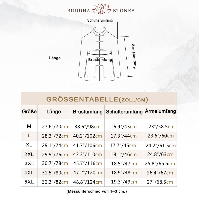 Buddha Stones Einfarbig Lässig Frosch-Knopf Leinen Herrenhemd Kleidung