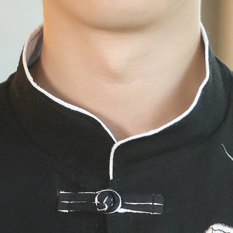 Buddha Stones, chinesisches Neujahr, fliegender Kranich, Stickerei, Froschknopf, Tang-Anzug, Baumwolle, Herrenjacke, Hemd - image 14