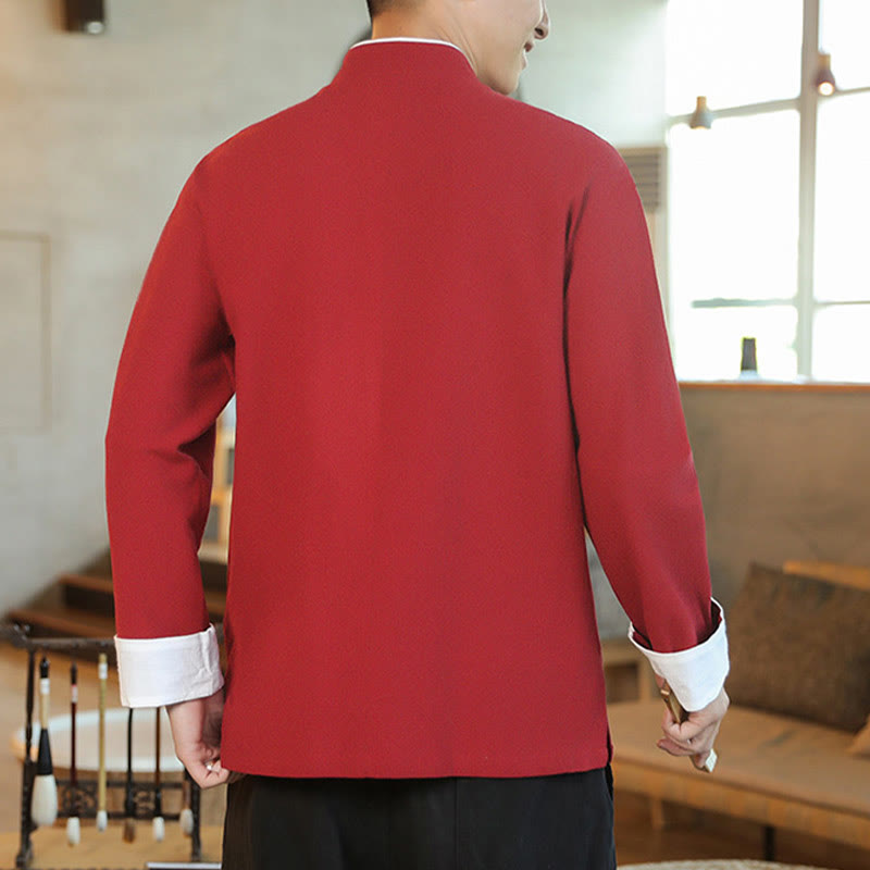 Buddha Stones, chinesisches Neujahr, fliegender Kranich, Stickerei, Froschknopf, Tang-Anzug, Baumwolle, Herrenjacke, Hemd - image 5