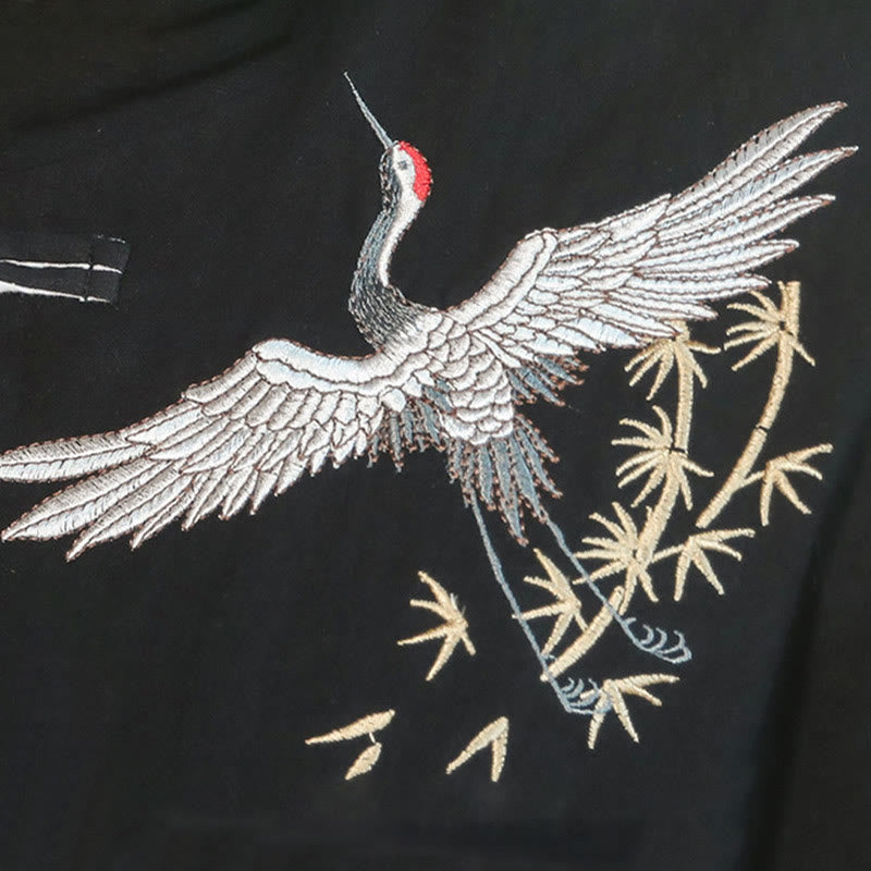 Buddha Stones, chinesisches Neujahr, fliegender Kranich, Stickerei, Froschknopf, Tang-Anzug, Baumwolle, Herrenjacke, Hemd - image 15