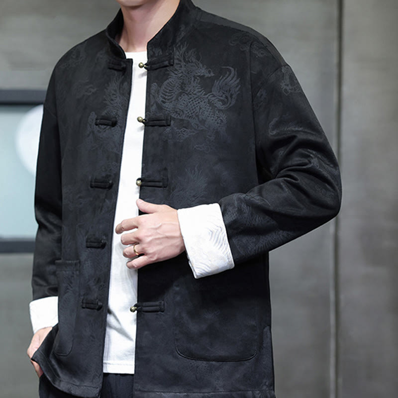 Buddha Stones, chinesisches Neujahr, Kirin-Druck, Froschknopf, Tang-Anzug, Herrenjacke, Hemd mit Taschen - image 16