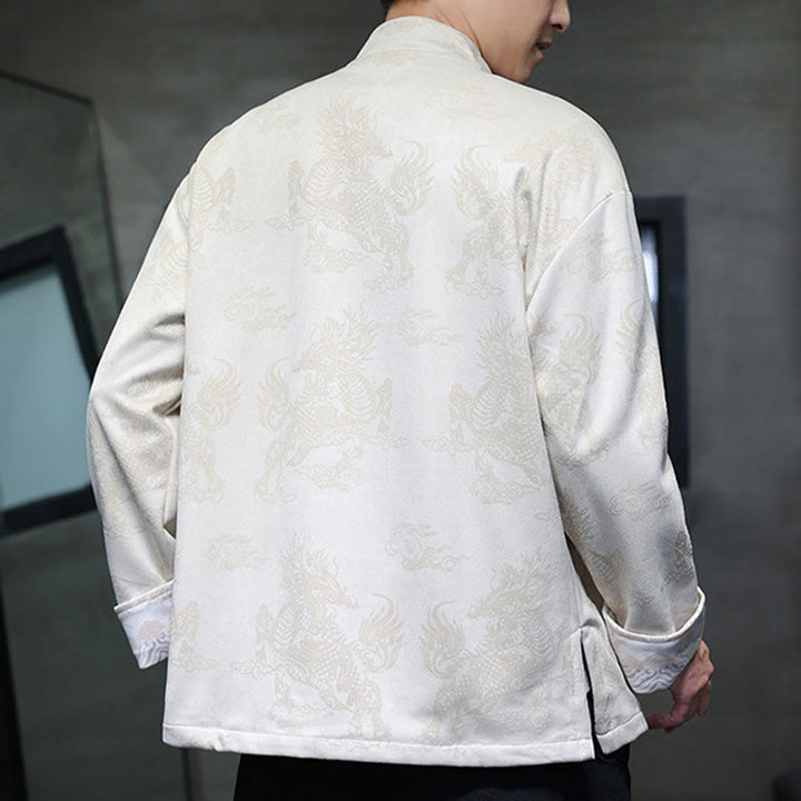 Buddha Stones, chinesisches Neujahr, Kirin-Druck, Froschknopf, Tang-Anzug, Herrenjacke, Hemd mit Taschen - image 25