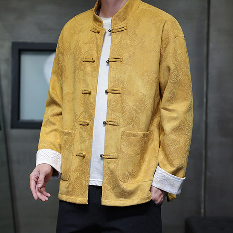 Buddha Stones, chinesisches Neujahr, Kirin-Druck, Froschknopf, Tang-Anzug, Herrenjacke, Hemd mit Taschen - image 6