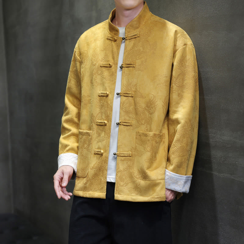 Buddha Stones, chinesisches Neujahr, Kirin-Druck, Froschknopf, Tang-Anzug, Herrenjacke, Hemd mit Taschen - image 8