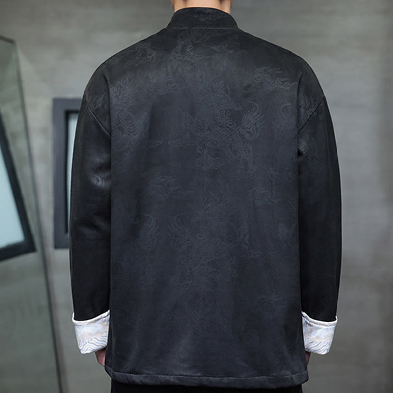 Buddha Stones, chinesisches Neujahr, Kirin-Druck, Froschknopf, Tang-Anzug, Herrenjacke, Hemd mit Taschen - image 17