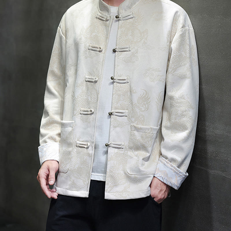 Buddha Stones, chinesisches Neujahr, Kirin-Druck, Froschknopf, Tang-Anzug, Herrenjacke, Hemd mit Taschen - image 26