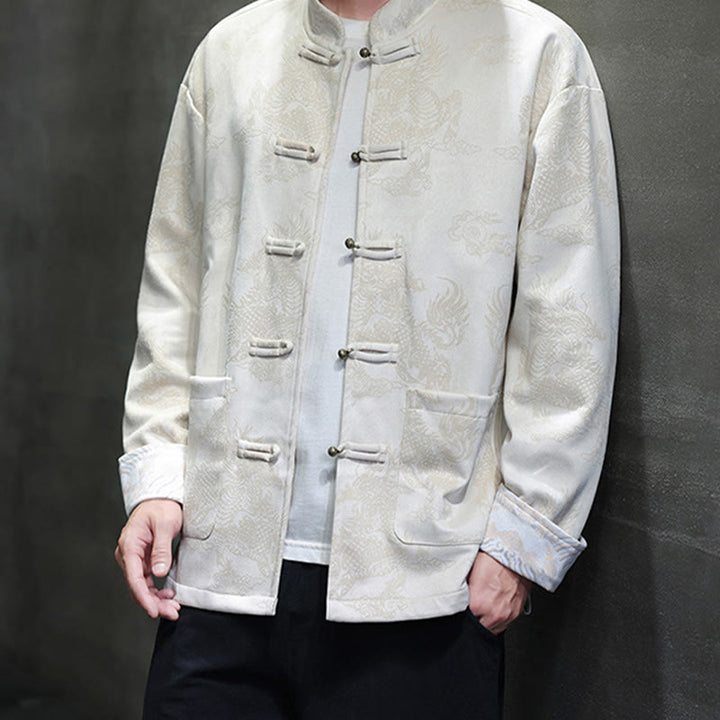 Buddha Stones, chinesisches Neujahr, Kirin-Druck, Froschknopf, Tang-Anzug, Herrenjacke, Hemd mit Taschen - image 26