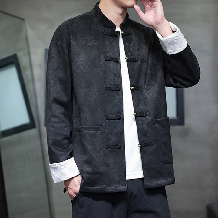 Buddha Stones, chinesisches Neujahr, Kirin-Druck, Froschknopf, Tang-Anzug, Herrenjacke, Hemd mit Taschen - image 20