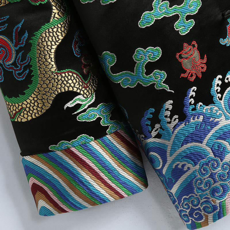 Buddha Stones, chinesische Neujahrs-Drachen-Stickerei, glückverheißende Wolken, Froschknopf-Tang-Anzug, Herrenjacke, Hemd - image 15