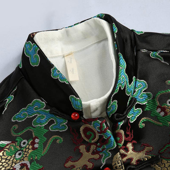 Buddha Stones, chinesische Neujahrs-Drachen-Stickerei, glückverheißende Wolken, Froschknopf-Tang-Anzug, Herrenjacke, Hemd - image 14