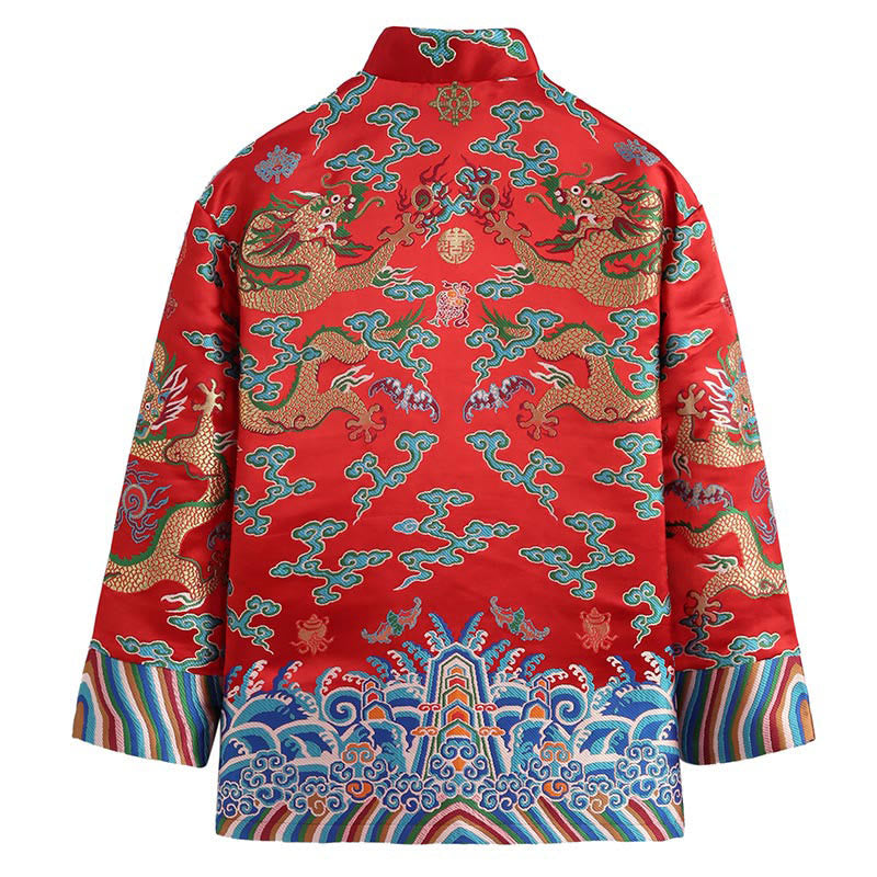 Buddha Stones, chinesische Neujahrs-Drachen-Stickerei, glückverheißende Wolken, Froschknopf-Tang-Anzug, Herrenjacke, Hemd - image 1